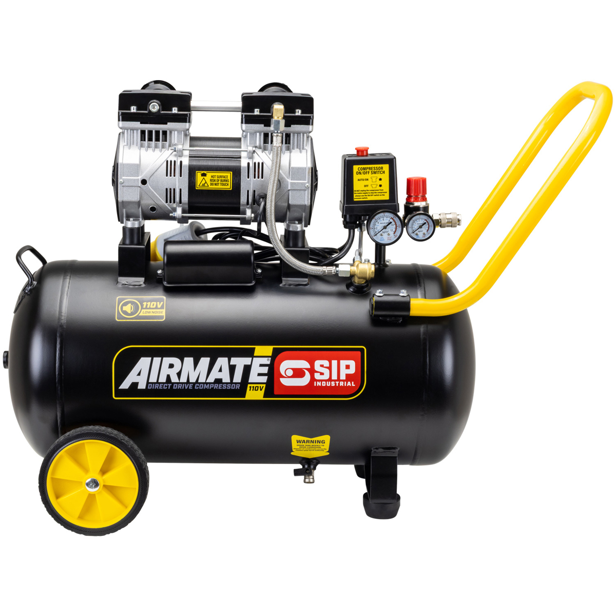 SIP AIRMATE® 110V 50L 2hp Low Noise Oil-Free Direct Drive Compressor